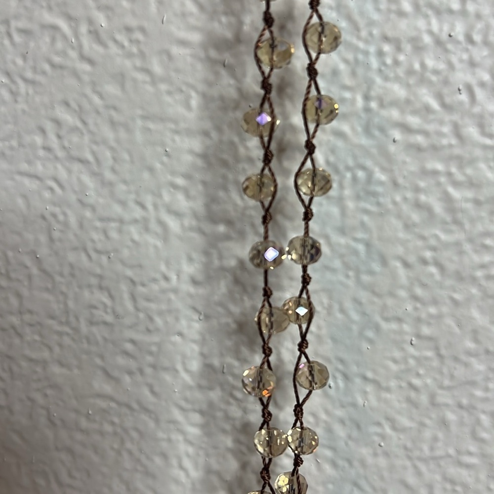 🛍️ 4 for $25 Boho Beaded Necklace with Sea Green Antler Charm & Suede Tassels - Picture 4 of 6